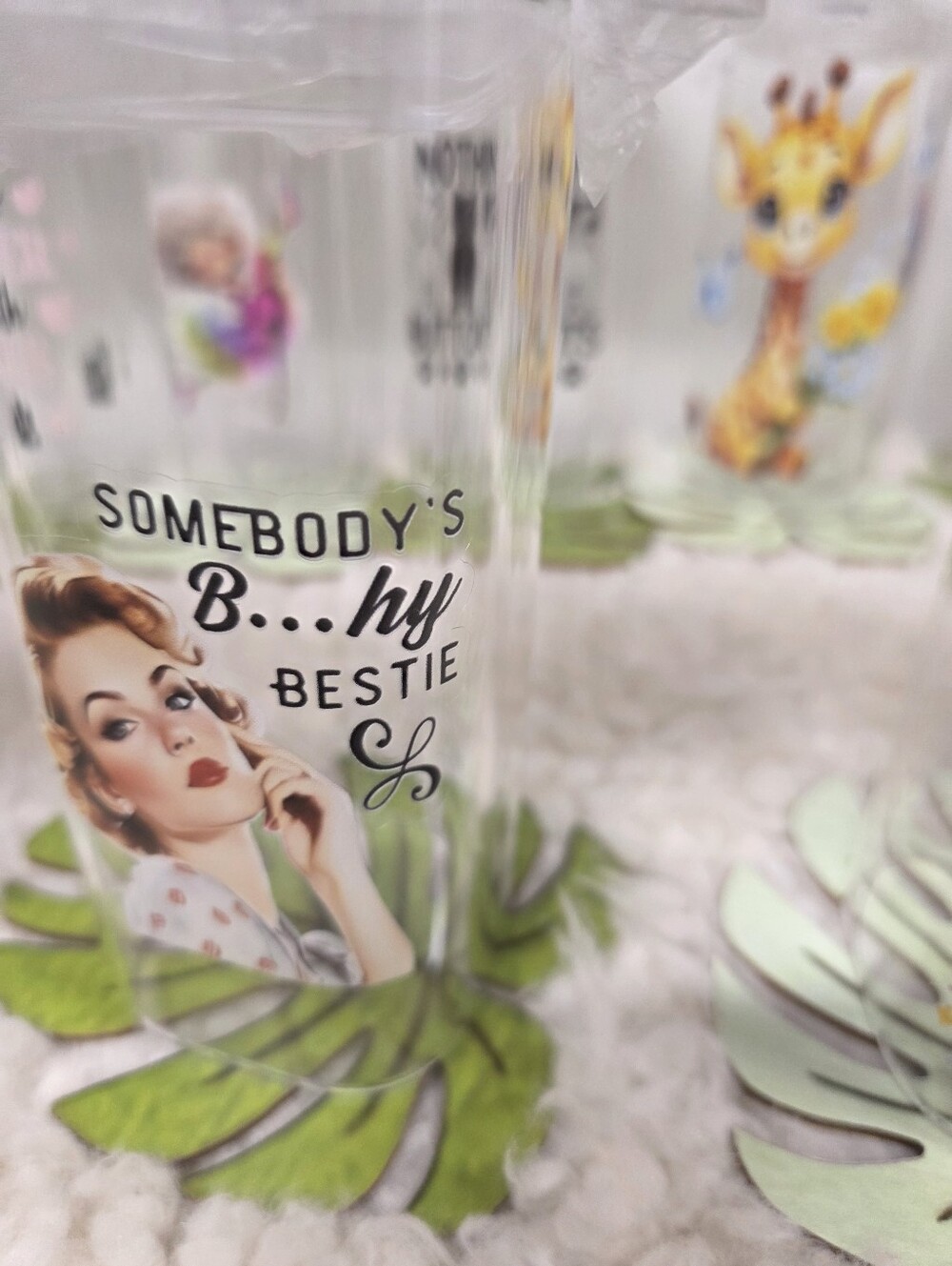 UNIQUE SQUARE TUMBLERS WITH GLASS STRAW